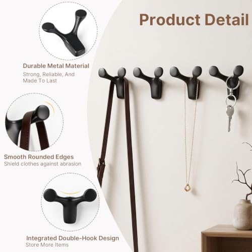 4PCS Pack Wall Hooks Coat Hooks Gold
