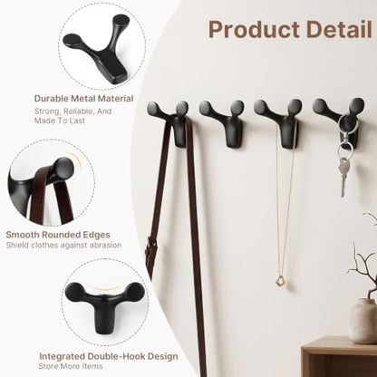 4PCS Pack Wall Hooks Coat Hooks Gold