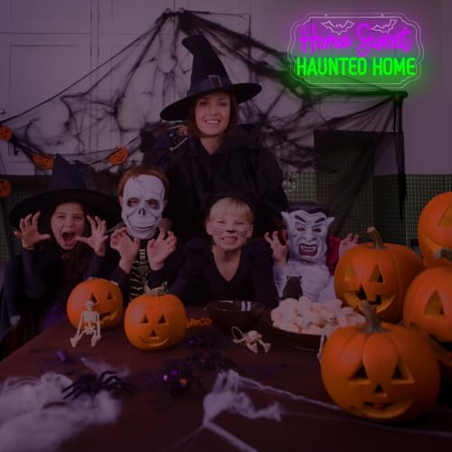 Home Sweet Haunted Home Halloween Neon Sign Haunted House Neon Led Sign (Home Sweet Haunted Home)