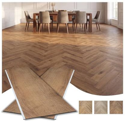from Plain to Beautiful in Hour Herringbone SPC Vinyl Flooring Planks and Samples
