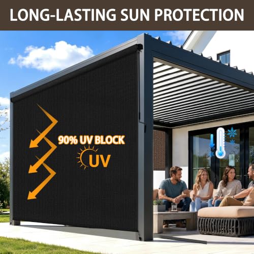Outdoor Roller Shades for Patio (Black / 48"W x 96"H)