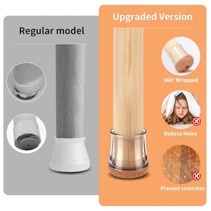 32 Pack Round Chair Leg Floor Protectors for Hardwood Floors (Clear-32pcs / Round Small)