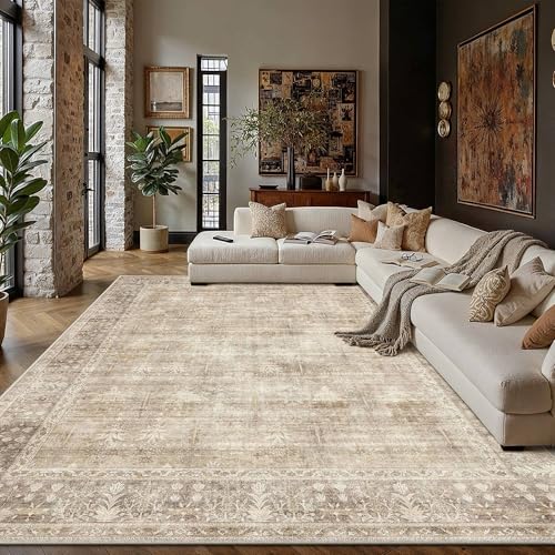 Beige 10x14 Neutral Area Rugs for Living Room (Vintage Beige / 10' x 14' (Rectangular))
