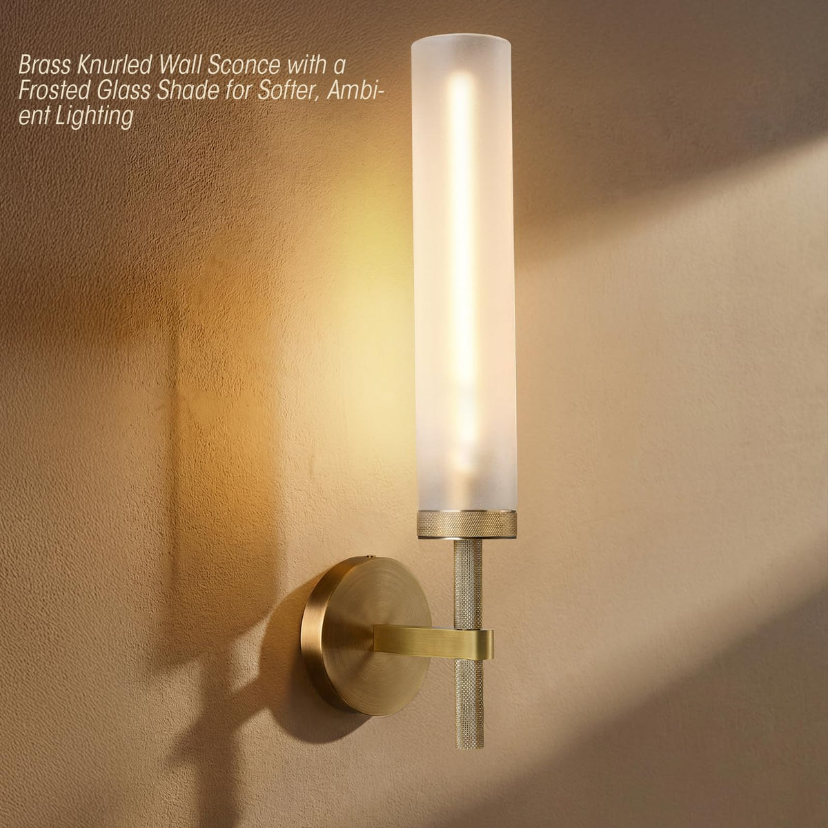 20" Knurled Brass Bathroom Wall Sconces (20-IN-Brass-1PC)