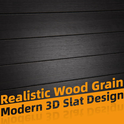 6 Pack Peel and Stick PVC Wood Slat Wall Panel (Black Wood)