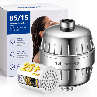 Shower Filter for Hard Water & Shower Water Softener (Silvery white)