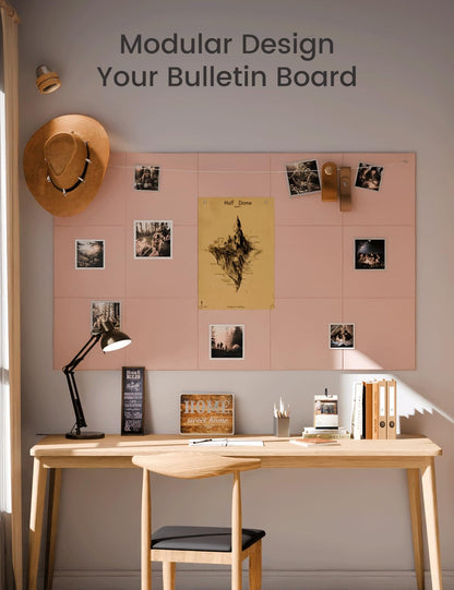Felt Bulletin Board & Cork Board Alternative 48'' x 36'' (Pink-1 / Solid tile 12-pack)