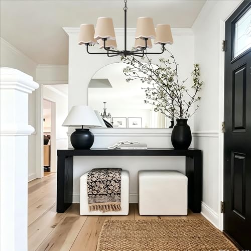 6 Light Gold Chandelier with Fabric Shades