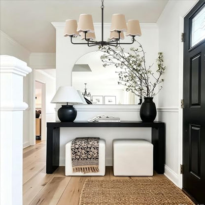 6 Light Gold Chandelier with Fabric Shades