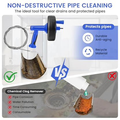 Drain Auger Plumbing Snake with Drill Adapter