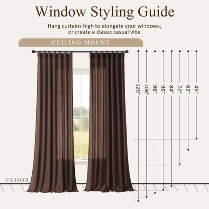 Coffee Linen Curtains 90 Inches Long 2 Panels for Living Room (Coffee / 50"W x 90"L (Pack of 2))