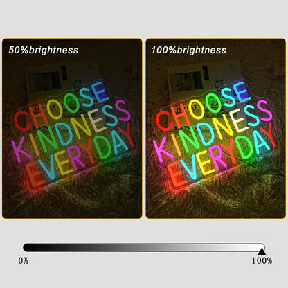 Choose Kindness Everyday Neon Sign for Wall Decor Classroom Neon Light Be Kind LED Sign Dimmable Colorful Letter Neon Light Sign for Library Room School Studyroom Classroom Decor (Colorful Choose Kindness Everyday)