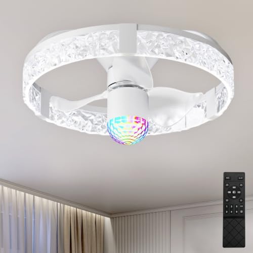 19.7" Acrylic Crystal Ceiling Fan with RGB Water Ripple Light