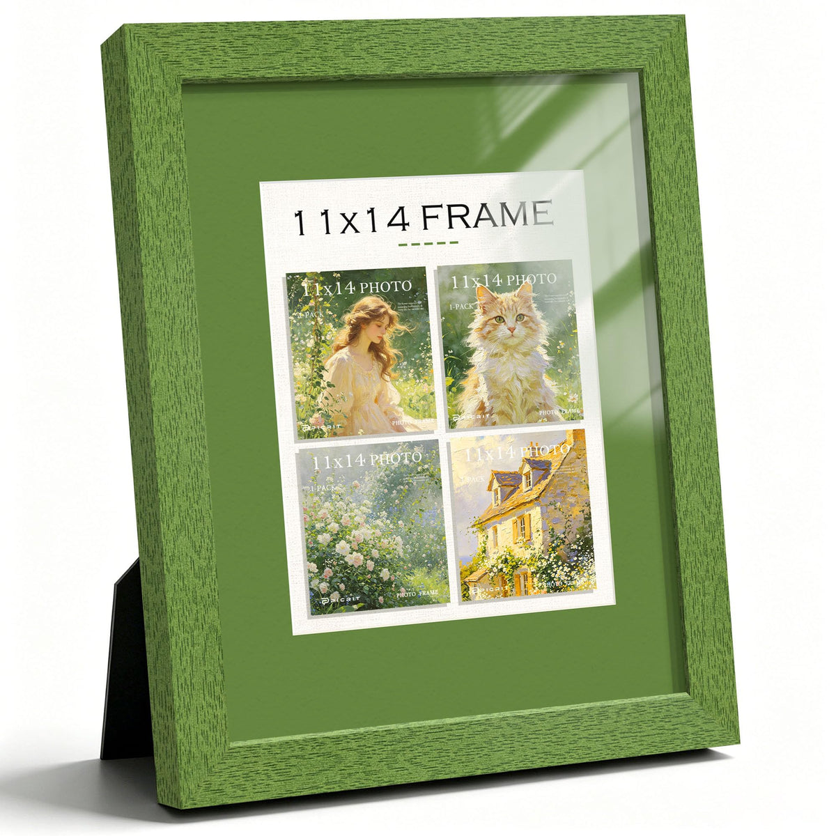 11x14 Green Wood Grain Frame (Green Frame Green Mat / 11x14)