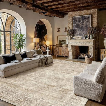 Beige 10x14 Neutral Area Rugs for Living Room (Vintage Beige / 10' x 14' (Rectangular))