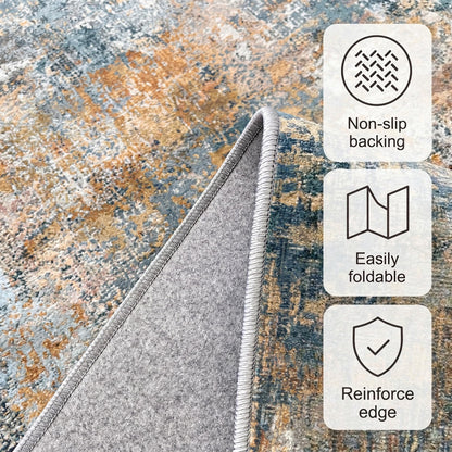 Washable Area Rug 3x6 (Abstract-blue Orange / 3' x 6' (Rectangular))