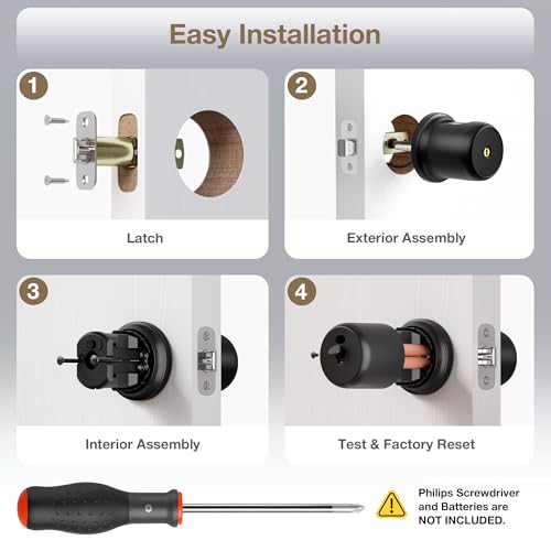 Fingerprint Door Knob Lock with Keypad Biometric Door Knob Auto