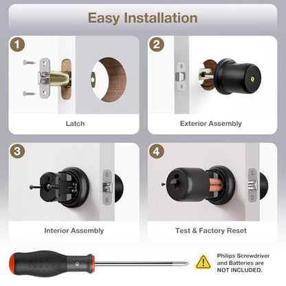 Fingerprint Door Knob Lock with Keypad Biometric Door Knob Auto