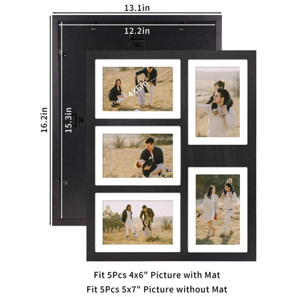 4x6 or 5x7 Picture Frames (Rustic Black / 13x16in (2Pack))