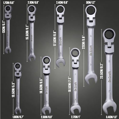Dr.Craft 8 Piece Ratcheting Wrench Set Metric SAE CR