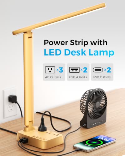 LED Desk Lamp with Power Strip