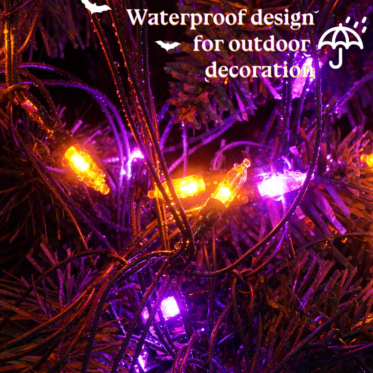 120LED Halloween Net Lights Outdoor (Orange/Purple-1PCS)