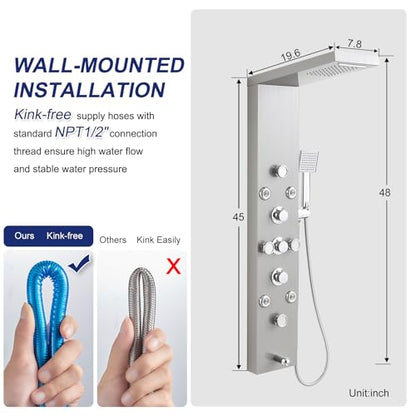 6 in 1 Rainfall Waterfall Shower Panel Tower System