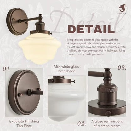 Milk Glass Wall Sconces Hardwired Wall Lamp Bathroom Vanity Light Bedroom Wall Sconces