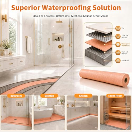 Waterproofing Membrane for Shower (3.3FT x 33FT 108 SQ)