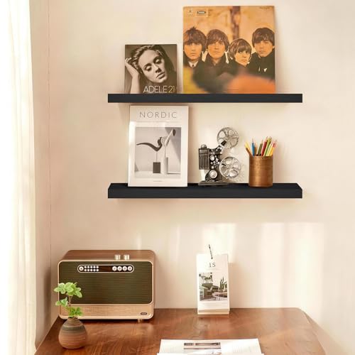 Black Floating Shelves 22.5in (A. Black - Universal Classic Style / 22.5inches)