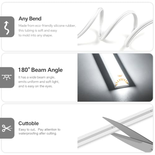 16.4Ft Outdoor COB LED Strip Lights Waterproof 110V Silicone (White)