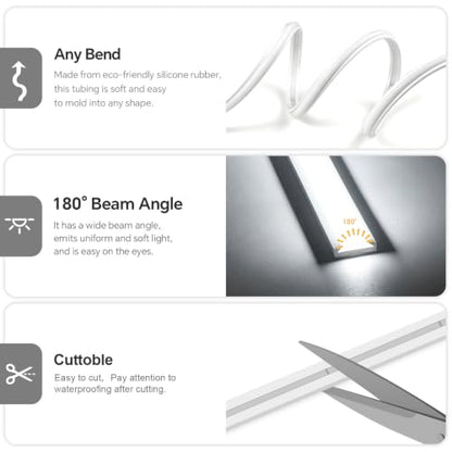 16.4Ft Outdoor COB LED Strip Lights Waterproof 110V Silicone (White)