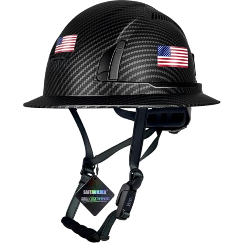 Type II Full Brim Hard Hats ANSI&CSA Approved Vented Carbon Pattern Top and Sides