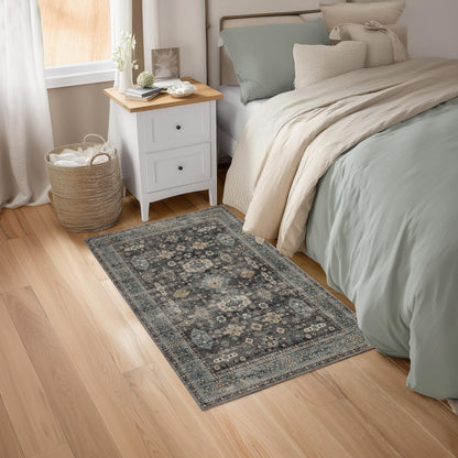 Washable Small Area Rug 2×3 for Entryway (Silver / 2' x 3' (Rectangular))