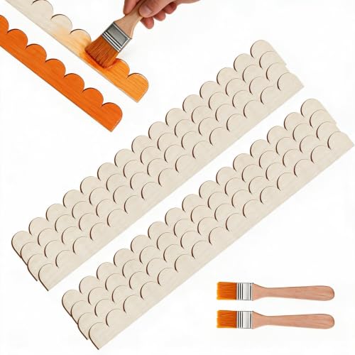 Unfinished Scalloped Decorative Wood Trim Scalloped Edge Decorative Wood Molding Cute DIY Moulding Trim for Home Wall Window Cabinet Shelf Door Frames Decoration