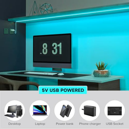FCOB 5V USB Powered Ice Blue Color COB LED Strip Lights for TV (Ice Blue / 3.28FT)