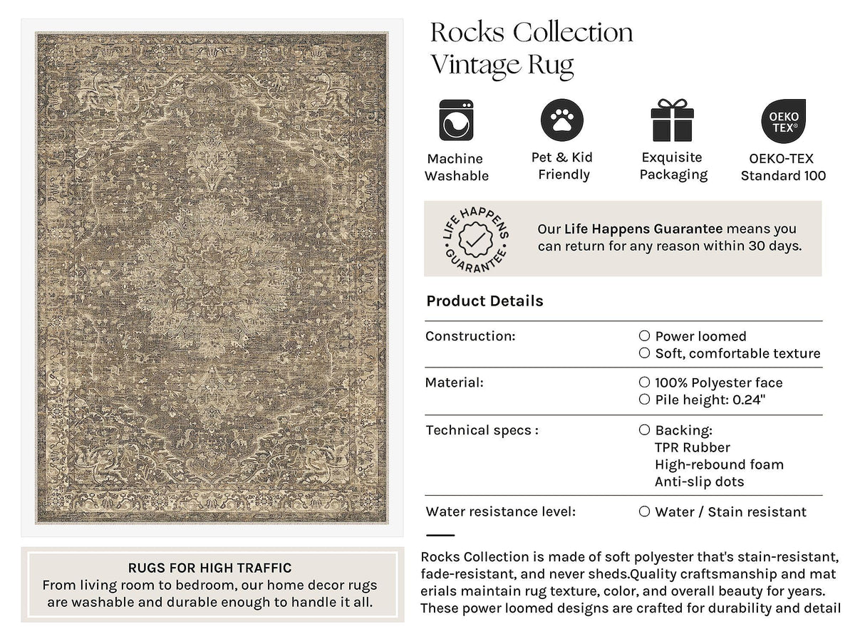 Area Rugs 5x7 Washable Rug for Living Room Brown (Brown Ⅲ / 5' x 7' (Rectangular))