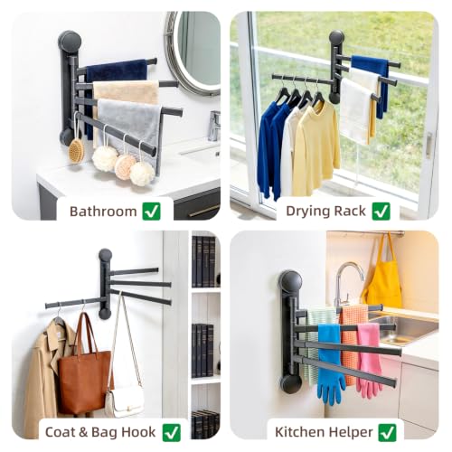Homey Art Suction Cup Towel Bar No Drill