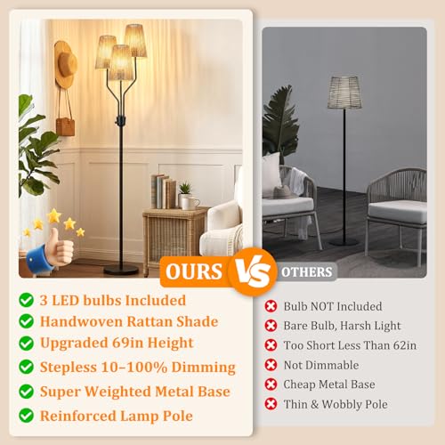 Boho 3 Light Dimmable Floor Lamp Series