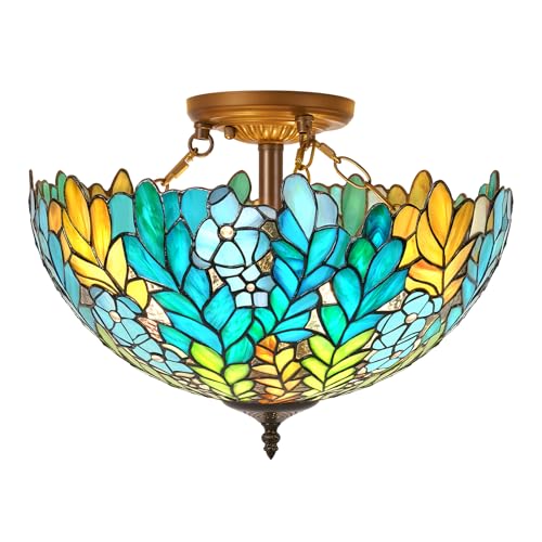 Tiffany Style Semi Flush Mount Ceiling Light