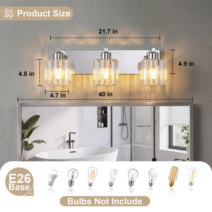 Modern Bathroom Vanity Light (Chrome & Square / 3-Light)