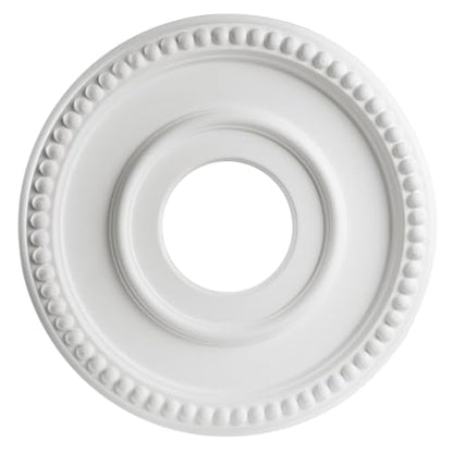 12-1/2" OD x 3-15/16" ID x 1-3/8"P Beaded Round Ceiling Medallion,Primed PU Foam Ceiling Trim for Chandeliers, Ceiling Fans and Pendant Lights,1pcs