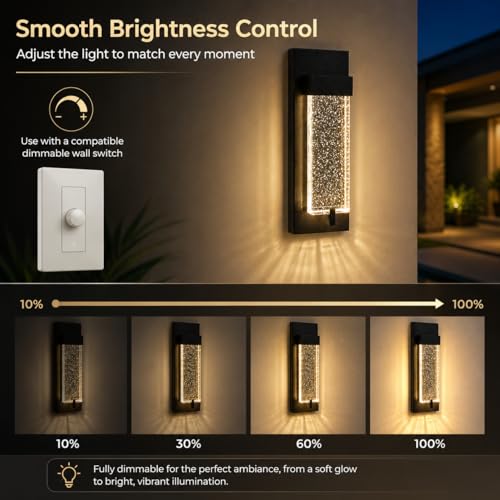 5CCT Modern Outdoor Wall Lights with Bubble Glass