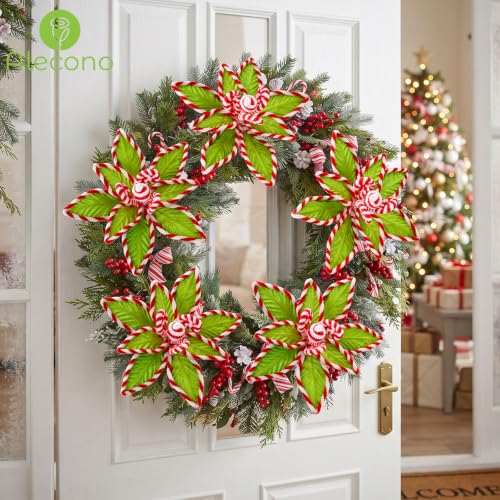 12 PCS Green Candy Cane Poinsettia (Green Whimsy)