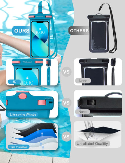 Waterproof Phone Pouch (2 Pack - Earl Blue & Green7.0")
