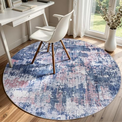 4ft Round Area Rug (Pink & Blue / 4' (Round))