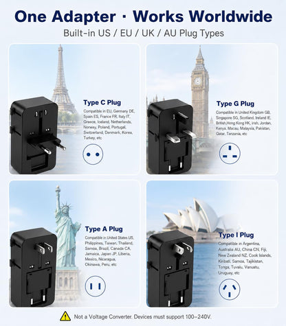 Universal Travel Adapter (Black+USBC 25W)
