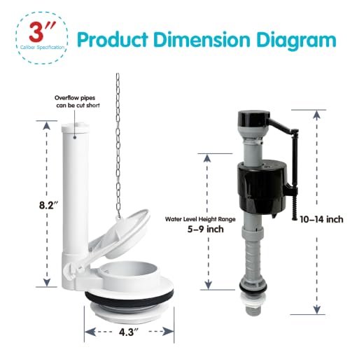 Complete Toilet Tank Flapper Replacement Kit With Chain