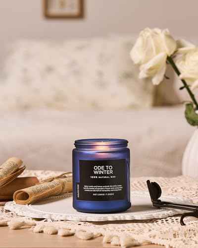 Ode to Winter Scented Candle for Home Natural Soy Wax Non Toxic Cotton Wick Winter Scent (Small Jar / Ode To Winter)