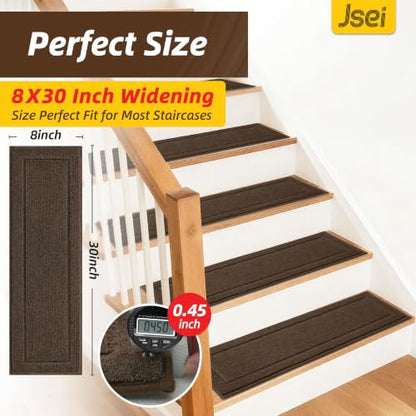 Stair Treads for Wooden Steps Indoor (30" X 8" / Brown)